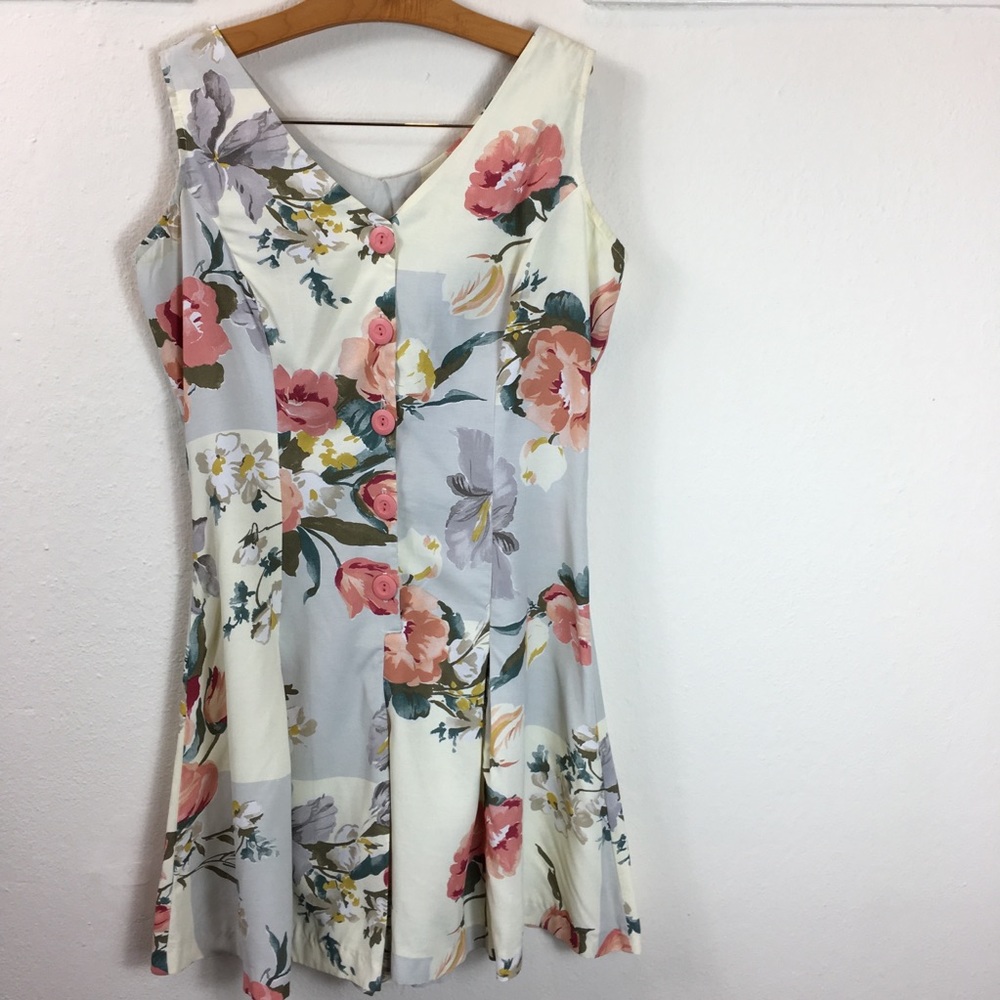 ELISSE vtg 90s pink floral button up romper SZ 7/8